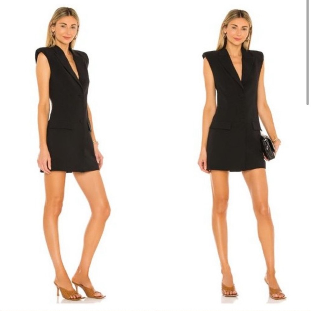 Nbd Josefina Mini Sleeveless Blazer Button Down Dress In Black Size M